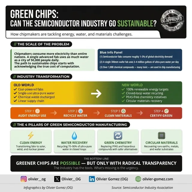 Green chips: can the semiconductor industry go sustainable?, infographic by Olivier Gomez (OG)