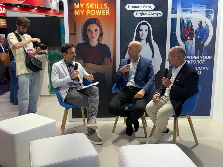Olivier Gomez on a panel on the ManpowerGroup stand at VivaTech 2025, Paris
