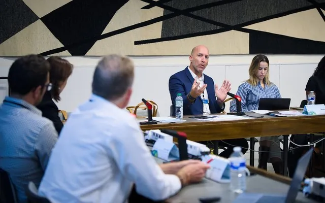 Olivier Gomez at the media roundtable during UNESCO's Digital Learning Week, Paris, 2026